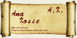Ana Kosić vizit kartica